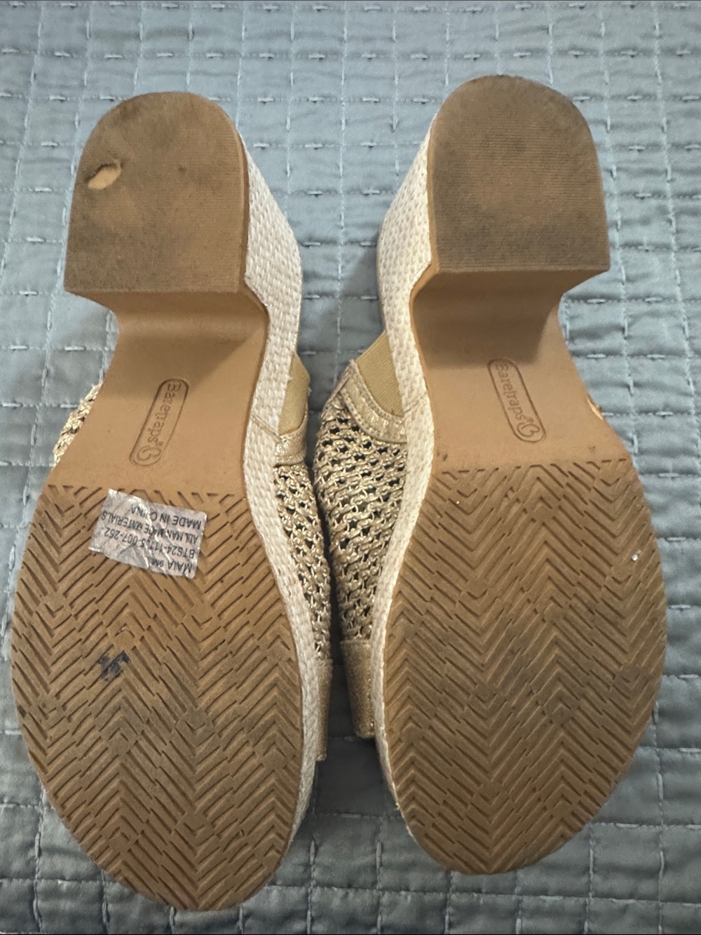 BareTraps Metallic Gold Woven Platform Mules - Picture 2 of 2